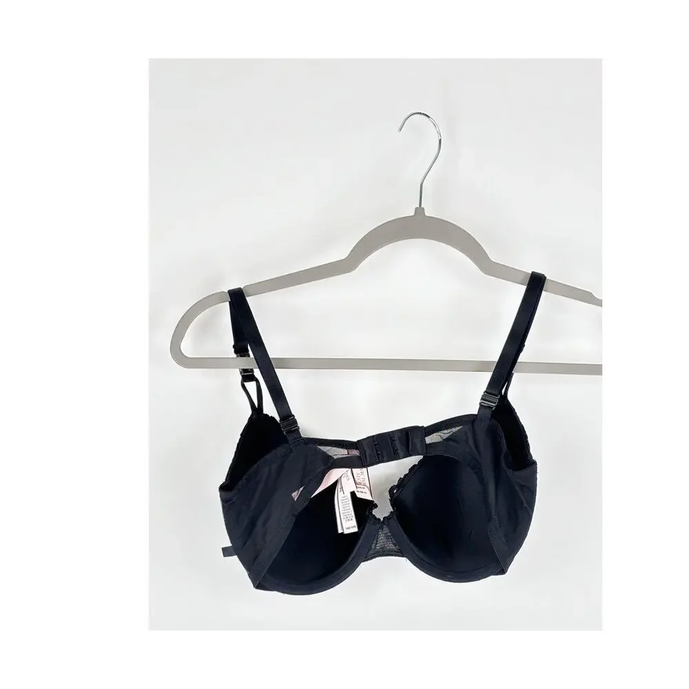 Victorias Secret Sexy Tee Posey Lace Lightly Lined Demi Bra Womens 34D New Black